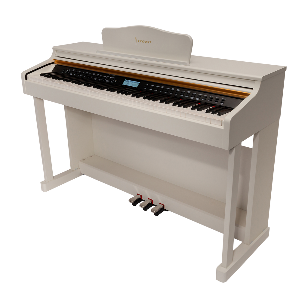 -CROWN CDP-913-WHT UPRIGHT DIGITAL PIANO (White)-Living Music