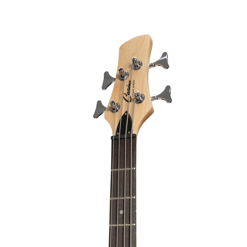-Casino '24 Series' Left Handed Mahogany Tune-Style Electric Bass Guitar and 15 Watt Amplifier Pack (Natural Gloss)-Living Music