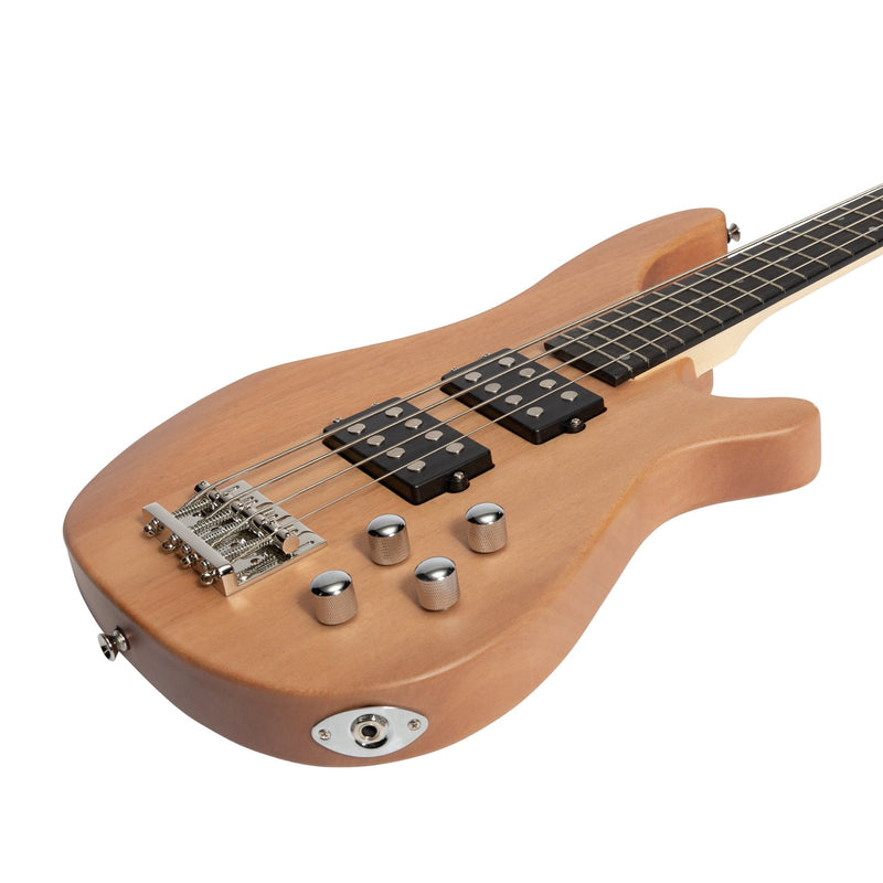 -Casino '24 Series' Mahogany Tune-Style Electric Bass Guitar and 15 Watt Amplifier Pack (Natural Satin)-Living Music