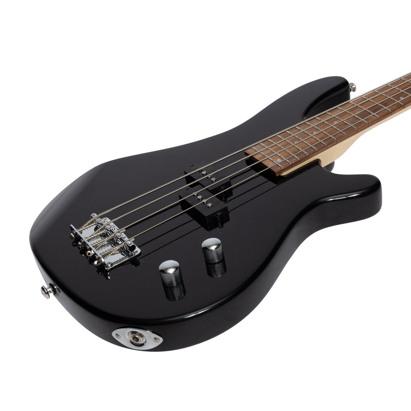 -Casino '24 Series' Short Scale Tune-Style Electric Bass Guitar Set (Black)-Living Music