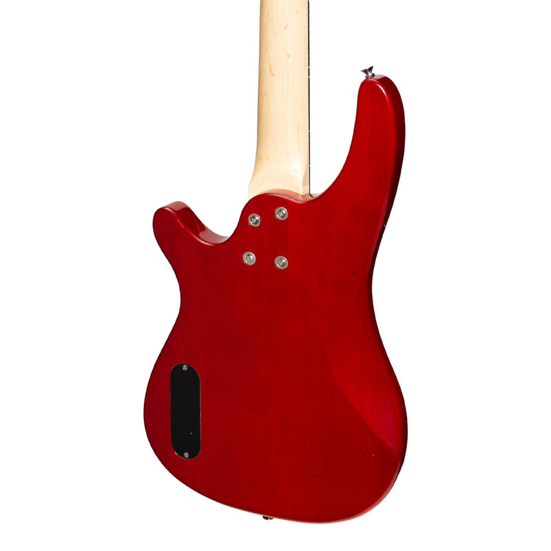 -Casino '24 Series' Short Scale Tune-Style Electric Bass Guitar and 15 Watt Amplifier Pack (Transparent Wine Red)-Living Music