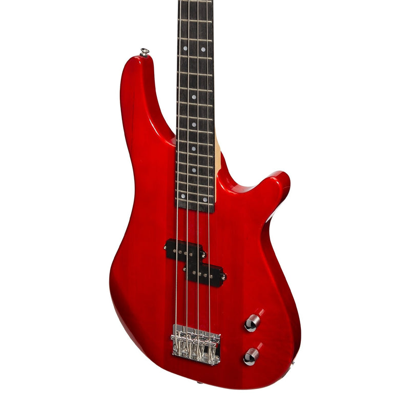 -Casino '24 Series' Tune-Style Electric Bass Guitar and 15 Watt Amplifier Pack (Transparent Wine Red)-Living Music