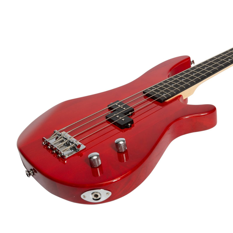-Casino '24 Series' Tune-Style Electric Bass Guitar and 15 Watt Amplifier Pack (Transparent Wine Red)-Living Music