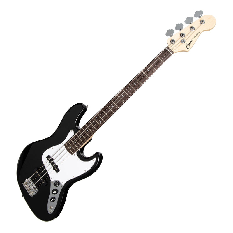 -Casino J-Style Electric Bass Guitar and 15 Watt Amplifier Pack (Black)-Living Music
