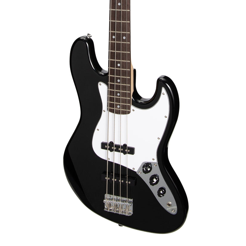-Casino J-Style Electric Bass Guitar and 15 Watt Amplifier Pack (Black)-Living Music