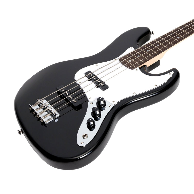 -Casino J-Style Electric Bass Guitar and 15 Watt Amplifier Pack (Black)-Living Music
