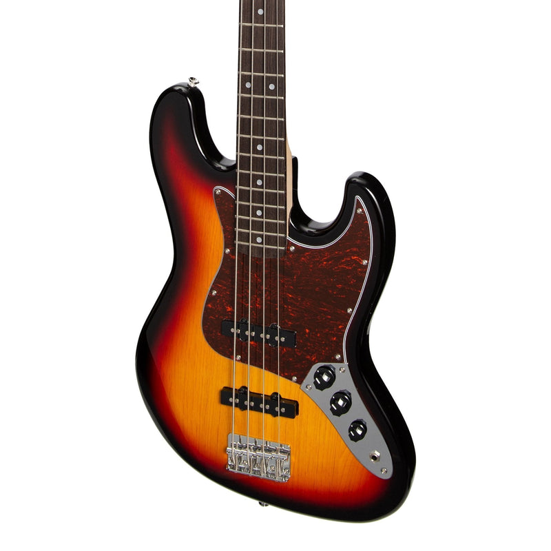 -Casino J-Style Electric Bass Guitar and 15 Watt Amplifier Pack (Tobacco Sunburst)-Living Music