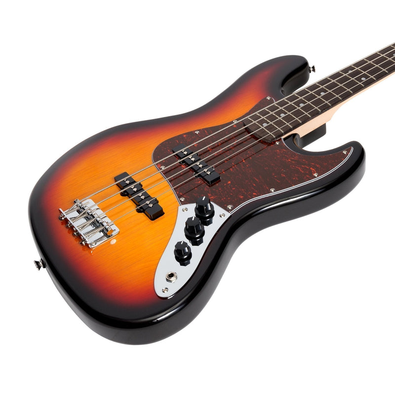 -Casino J-Style Electric Bass Guitar and 15 Watt Amplifier Pack (Tobacco Sunburst)-Living Music