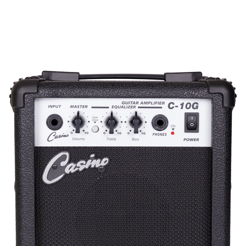 -Casino ST-Style Electric Guitar and 10 Watt Amplifier Pack (Black)-Living Music