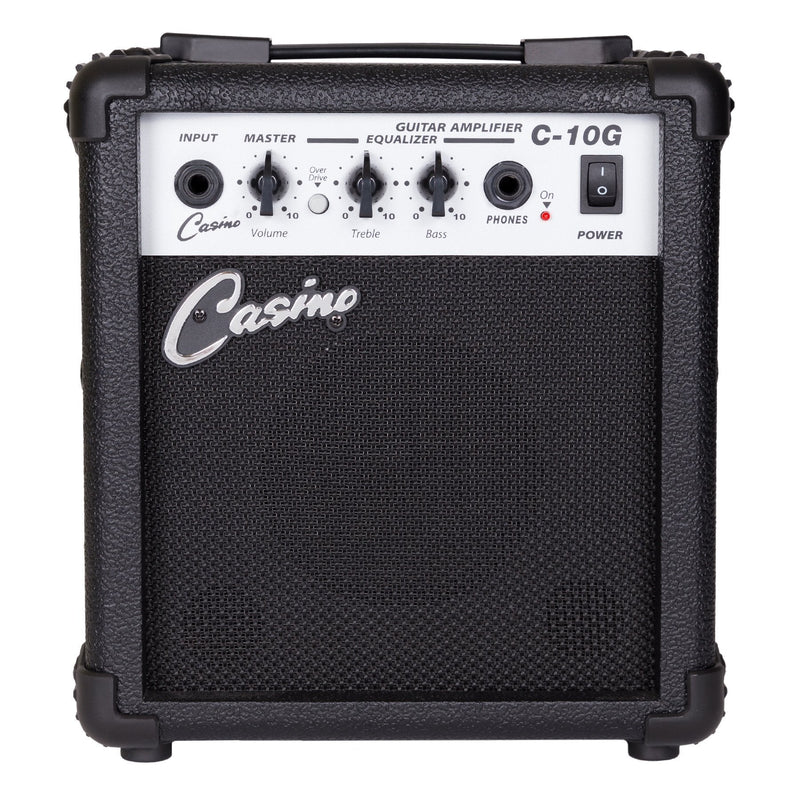 -Casino ST-Style Left Handed Electric Guitar and 10 Watt Amplifier Pack (Black)-Living Music