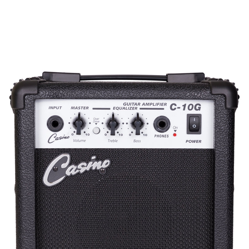 CP-E5L-BLK-Casino ST-Style Left Handed Electric Guitar and 10 Watt Amplifier Pack (Black)-Living Music