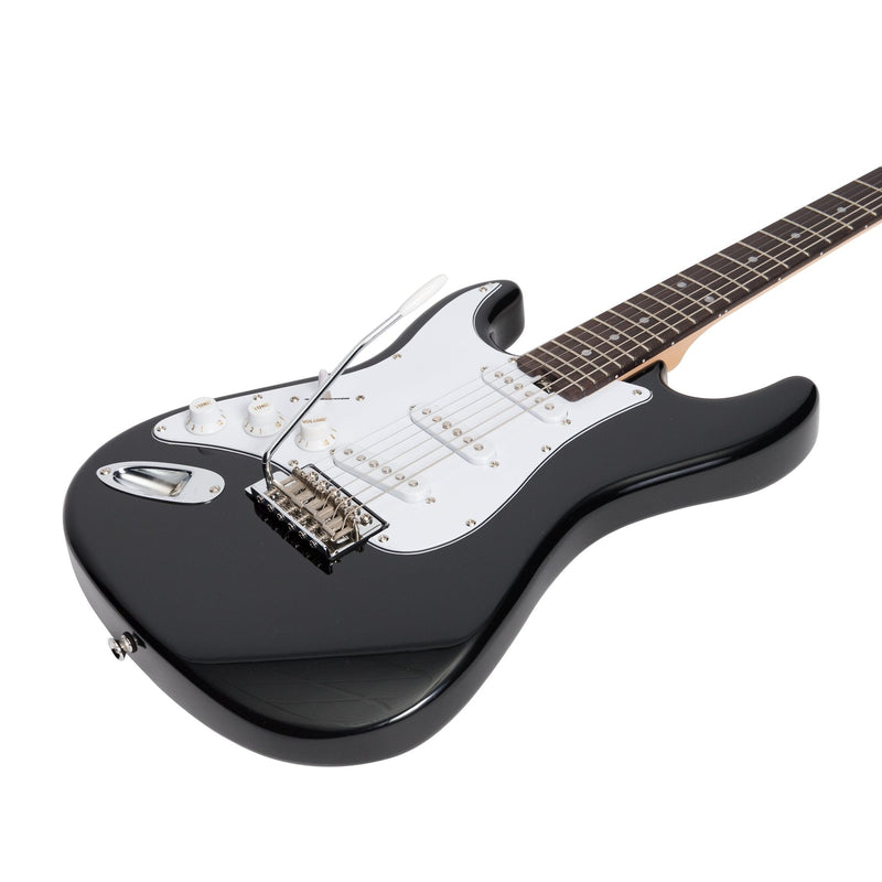 -Casino ST-Style Left Handed Short-Scale Electric Guitar Set (Black)-Living Music