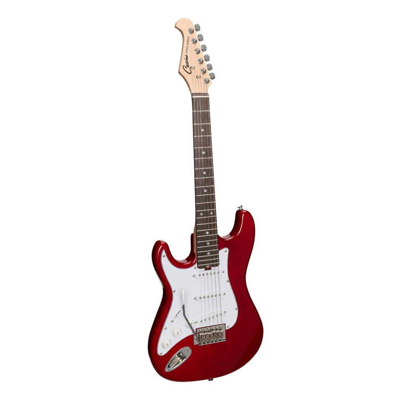 -Casino ST-Style Left Handed Short-Scale Electric Guitar and 10 Watt Amplifier Pack (Transparent Wine Red)-Living Music