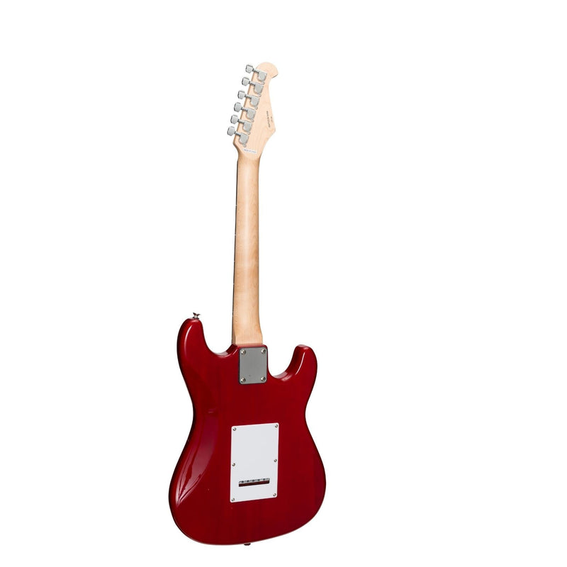 -Casino ST-Style Left Handed Short-Scale Electric Guitar and 10 Watt Amplifier Pack (Transparent Wine Red)-Living Music