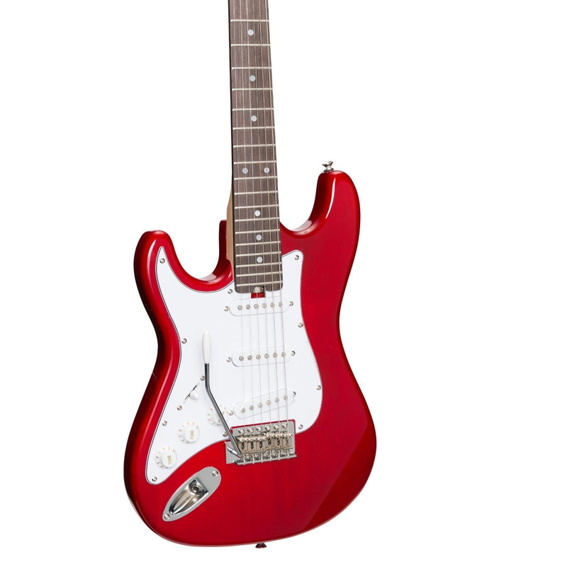 -Casino ST-Style Left Handed Short-Scale Electric Guitar and 10 Watt Amplifier Pack (Transparent Wine Red)-Living Music