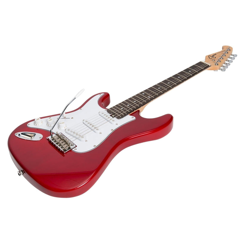 -Casino ST-Style Left Handed Short-Scale Electric Guitar and 10 Watt Amplifier Pack (Transparent Wine Red)-Living Music