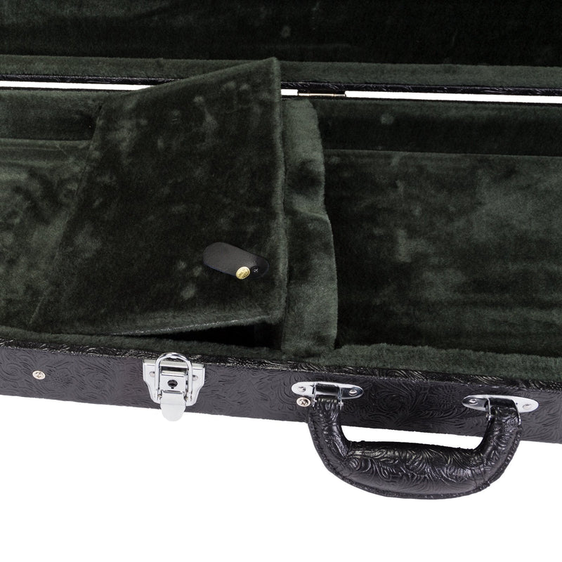 -Crossfire Deluxe Rectangular ST and TE-Style Electric Guitar Hard Case (Paisley Black)-Living Music