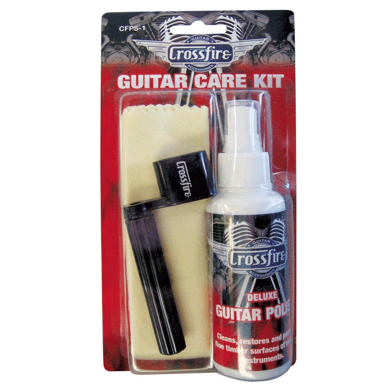 -Crossfire Guitar Polish Kit (Polish, Polish Cloth & String Winder)-Living Music