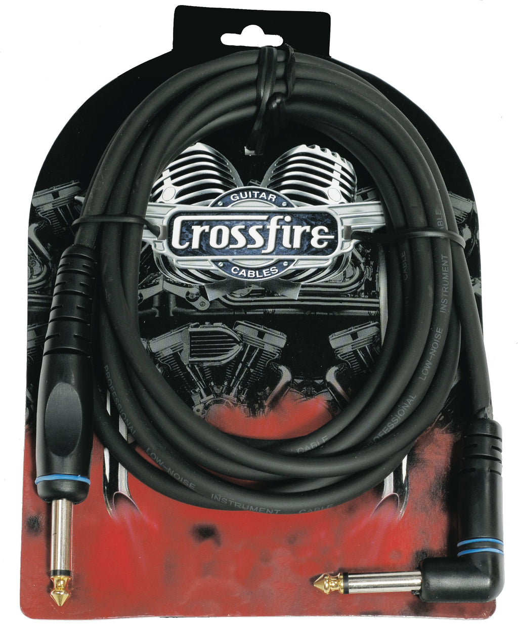 -Crosssfire 10' / 3 Metre Instrument Cable with Right Angle/Straight Moulded Jacks-Living Music