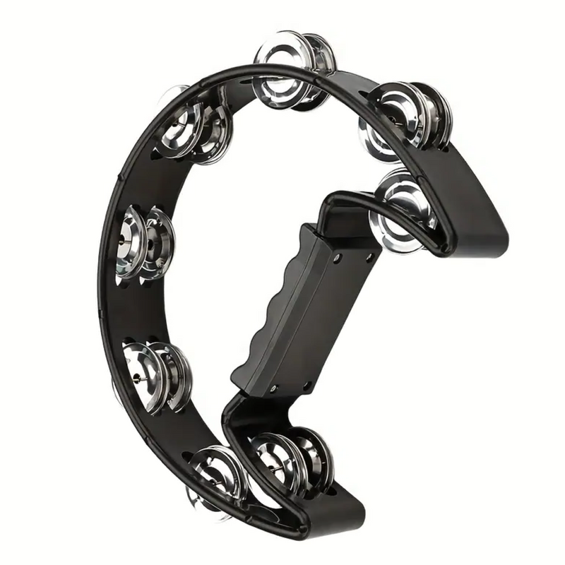 -Drumfire Half Moon ABS Tambourine Single Row Jingles (Black)-Living Music