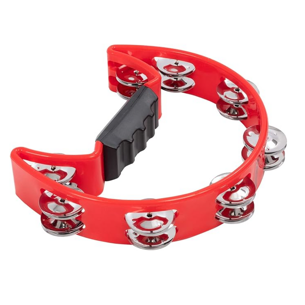 -Drumfire Half Moon ABS Tambourine Single Row Jingles (Red)-Living Music