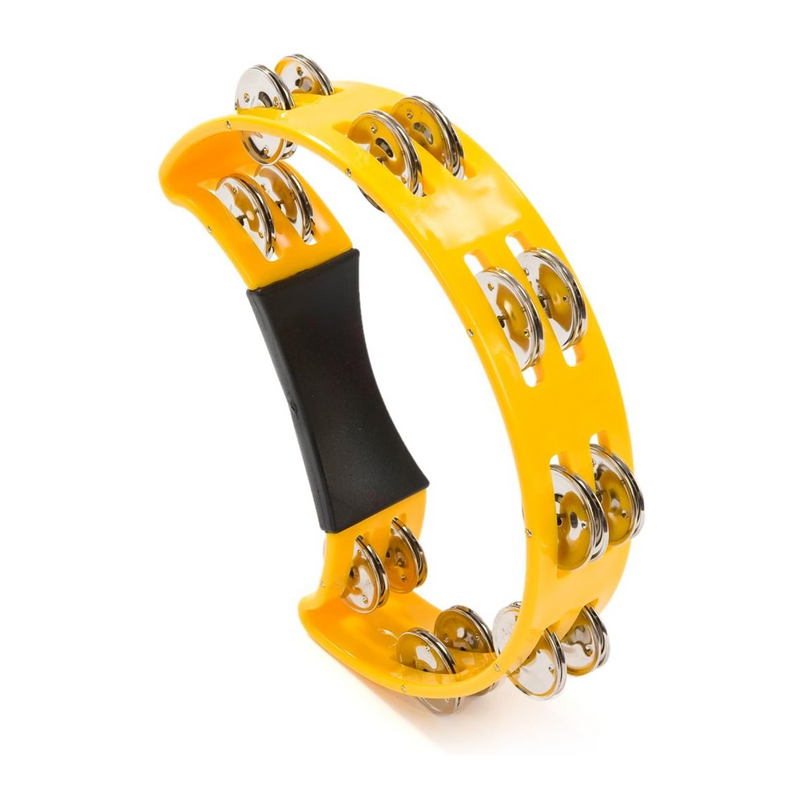 -Drumfire Half Moon ABS Tambourine Single Row Jingles (Yellow)-Living Music