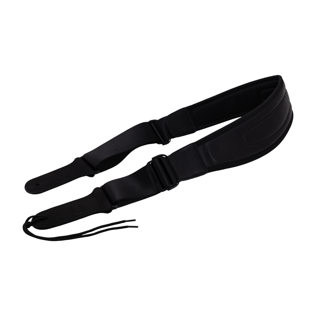 -Fretz FGST-QA12-BLK 31/2" Leather Guitar Strap (Black)-Living Music