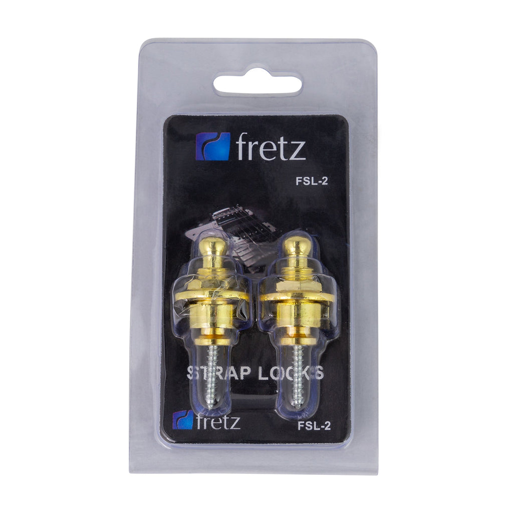 -FRETZ Strap Lock FSL-2-CHR Gold-Living Music