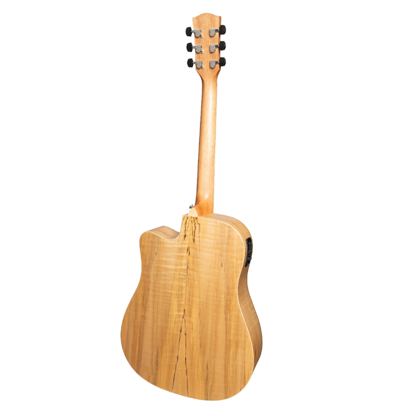 -Martinez '31 Series' Spalted Maple Acoustic-Electric Dreadnought Cutaway Guitar (Natural Satin)-Living Music