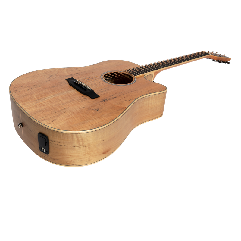 -Martinez '31 Series' Spalted Maple Acoustic-Electric Dreadnought Cutaway Guitar (Natural Satin)-Living Music