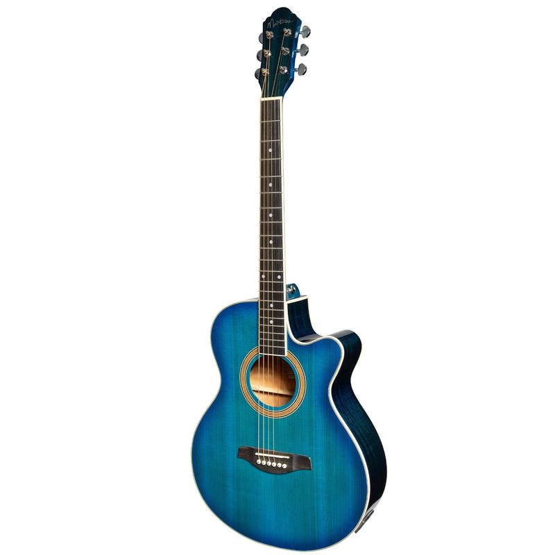 -Martinez '41 Series' Folk Size Cutaway Acoustic-Electric Guitar (Blue Burst)-Living Music