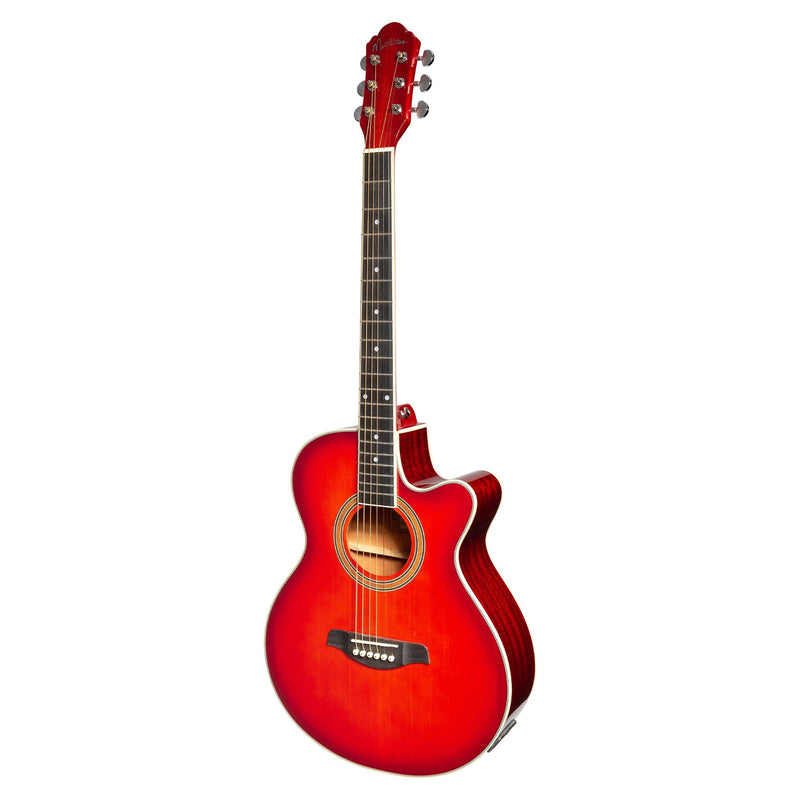 -Martinez '41 Series' Folk Size Cutaway Acoustic-Electric Guitar (Red Sunburst)-Living Music