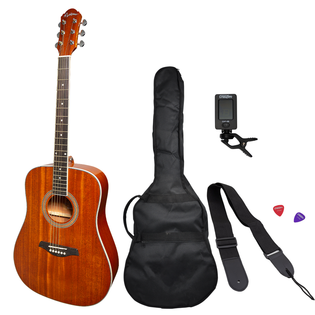 -Martinez '41G Series' Dreadnought Acoustic Guitar Pack (Gloss Mahogany)-Living Music