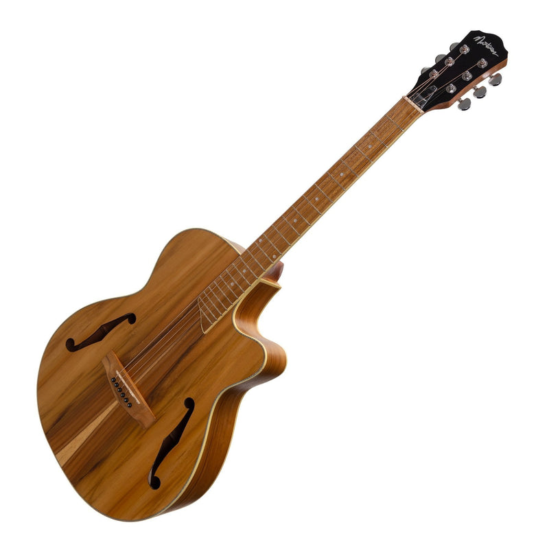 -Martinez Jazz Hybrid Acoustic-Electric Small Body Cutaway Guitar (Jati-Teakood)-Living Music