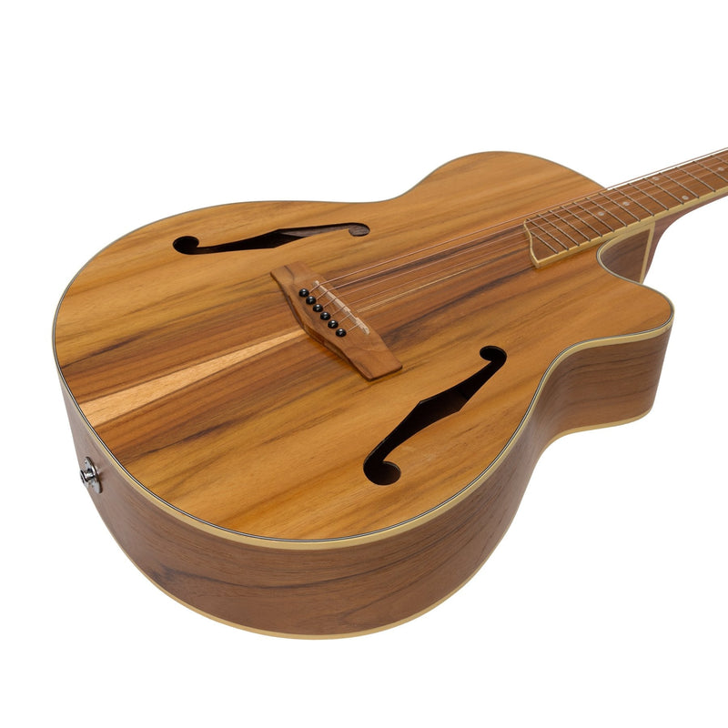 -Martinez Jazz Hybrid Acoustic-Electric Small Body Cutaway Guitar (Jati-Teakood)-Living Music