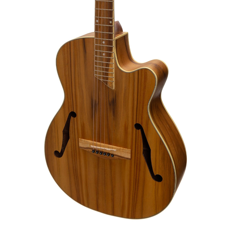 -Martinez Jazz Hybrid Acoustic Small Body Cutaway Guitar (Jati-Teakwood)-Living Music