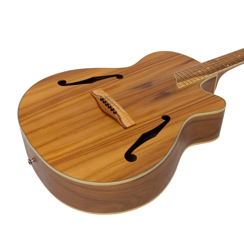 -Martinez Jazz Hybrid Acoustic Small Body Cutaway Guitar (Jati-Teakwood)-Living Music