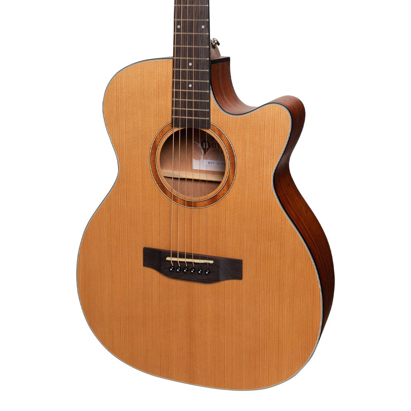 -Martinez 'Natural Series' Cedar Top Acoustic-Electric Small Body Cutaway Guitar (Open Pore)-Living Music