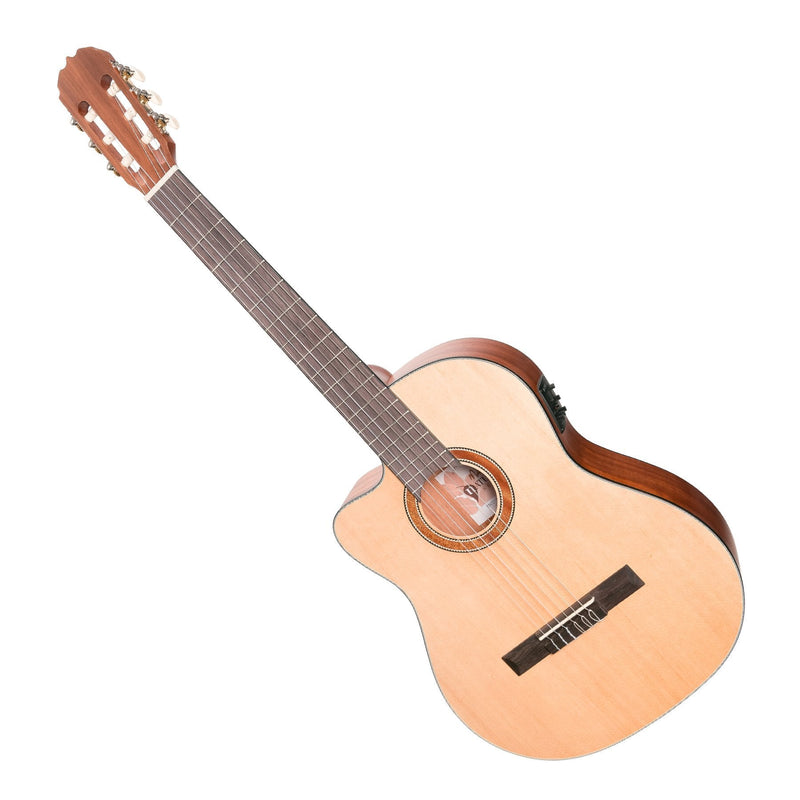 -Martinez 'Natural Series' Left Handed Spruce Top Acoustic-Electric Classical Cutaway Guitar (Open Pore)-Living Music