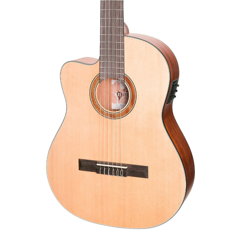 -Martinez 'Natural Series' Left Handed Spruce Top Acoustic-Electric Classical Cutaway Guitar (Open Pore)-Living Music