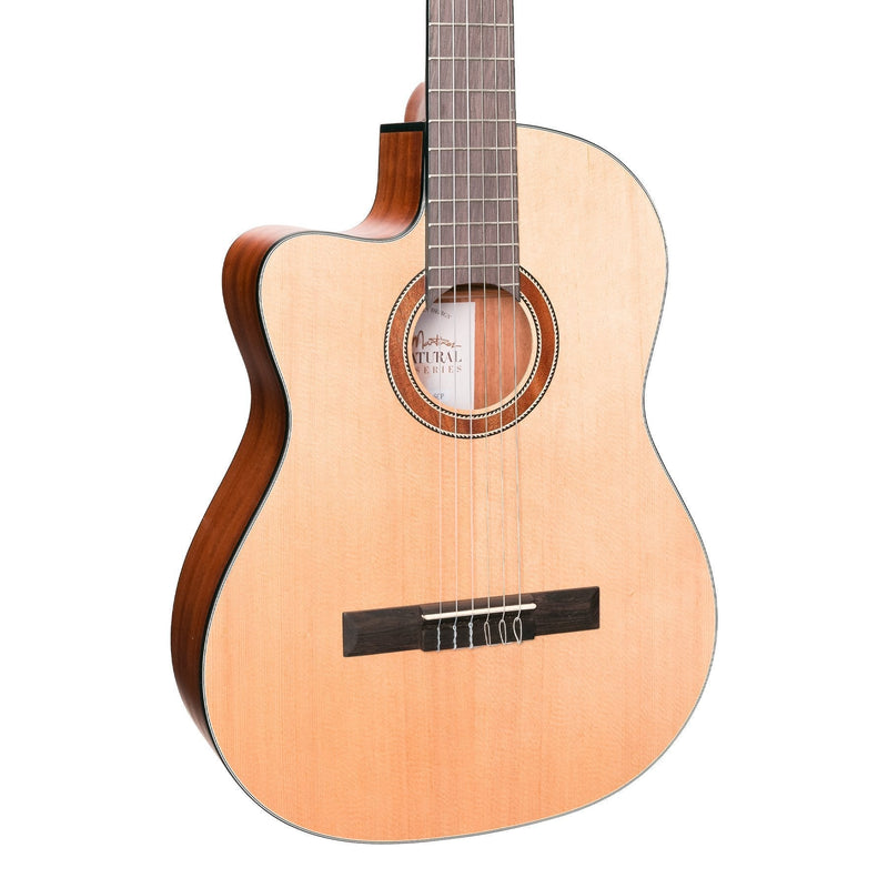 -Martinez 'Natural Series' Left Handed Spruce Top Acoustic-Electric Classical Cutaway Guitar (Open Pore)-Living Music