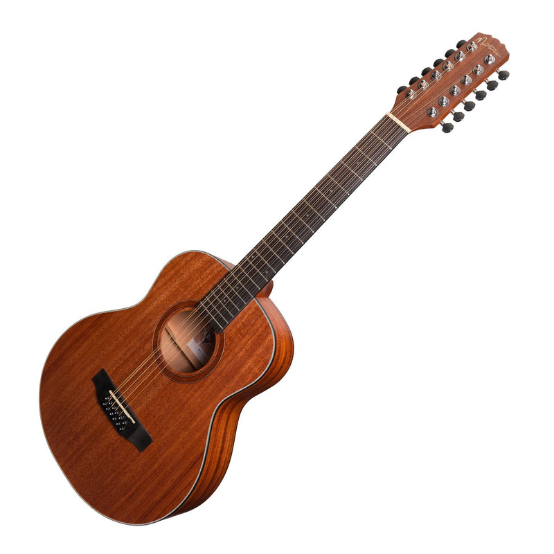 -Martinez 'Natural Series' Mahogany Top 12-String Acoustic-Electric Mini Short Scale Guitar (Open Pore)-Living Music