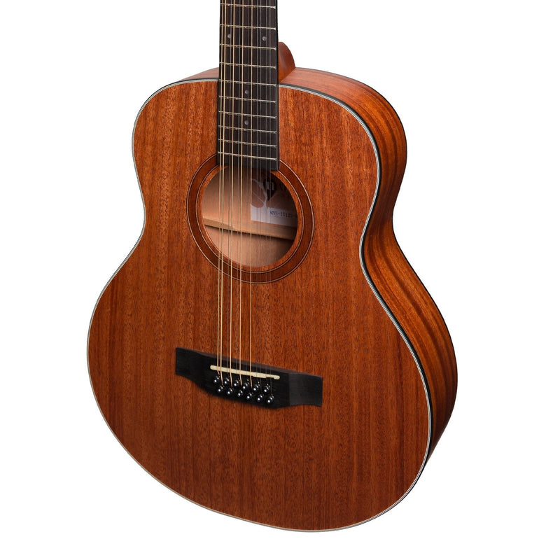 -Martinez 'Natural Series' Mahogany Top 12-String Acoustic-Electric Mini Short Scale Guitar (Open Pore)-Living Music