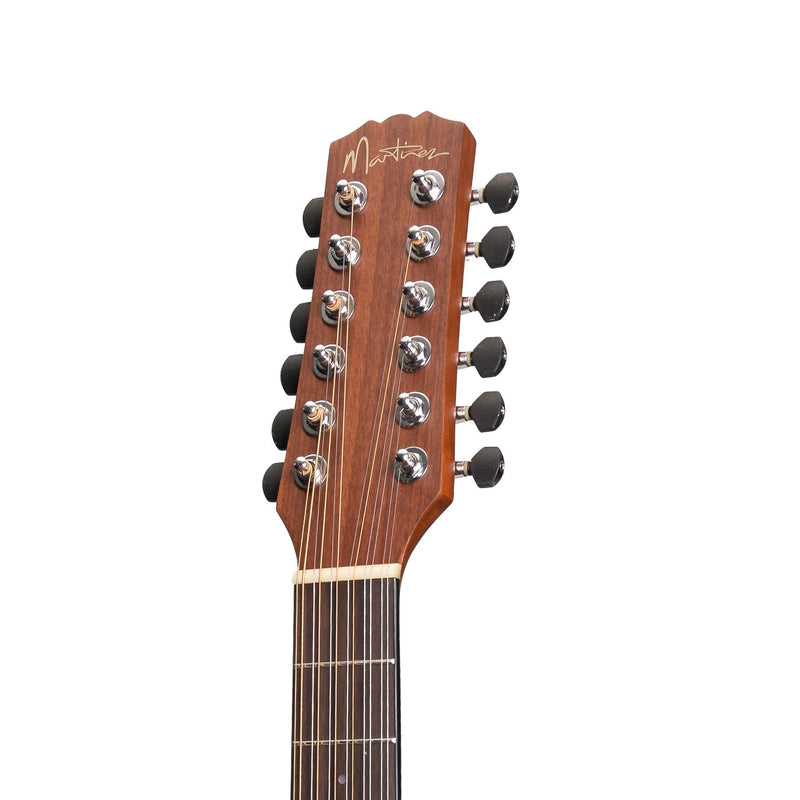 -Martinez 'Natural Series' Mahogany Top 12-String Acoustic-Electric Mini Short Scale Guitar (Open Pore)-Living Music