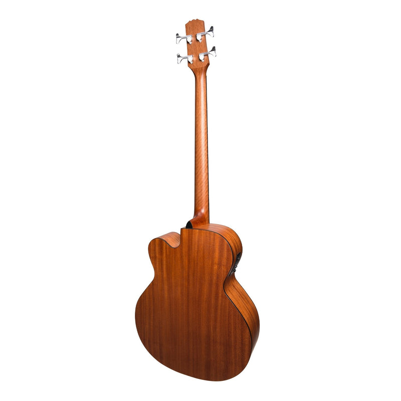 -Martinez 'Natural Series' Mahogany Top Acoustic-Electric Cutaway Bass Guitar (Open Pore)-Living Music