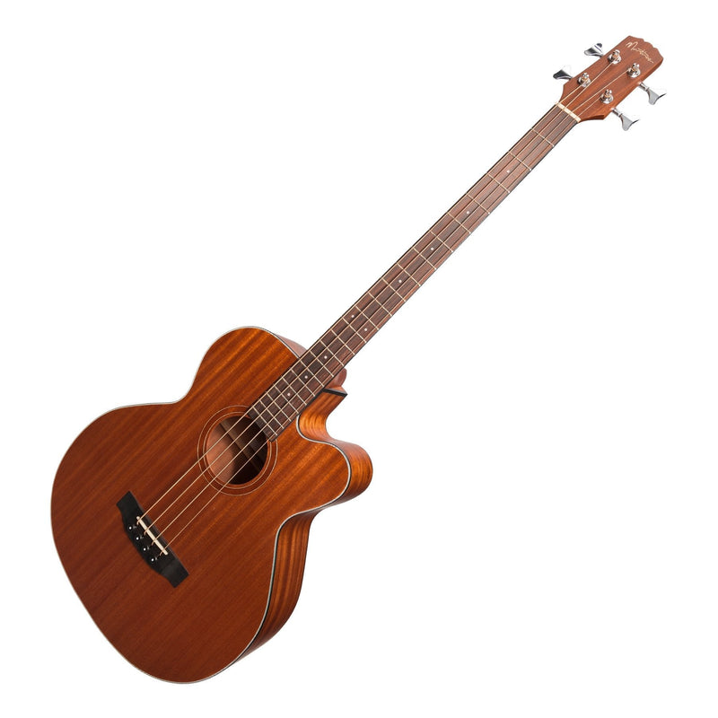 -Martinez 'Natural Series' Mahogany Top Acoustic-Electric Cutaway Bass Guitar (Open Pore)-Living Music