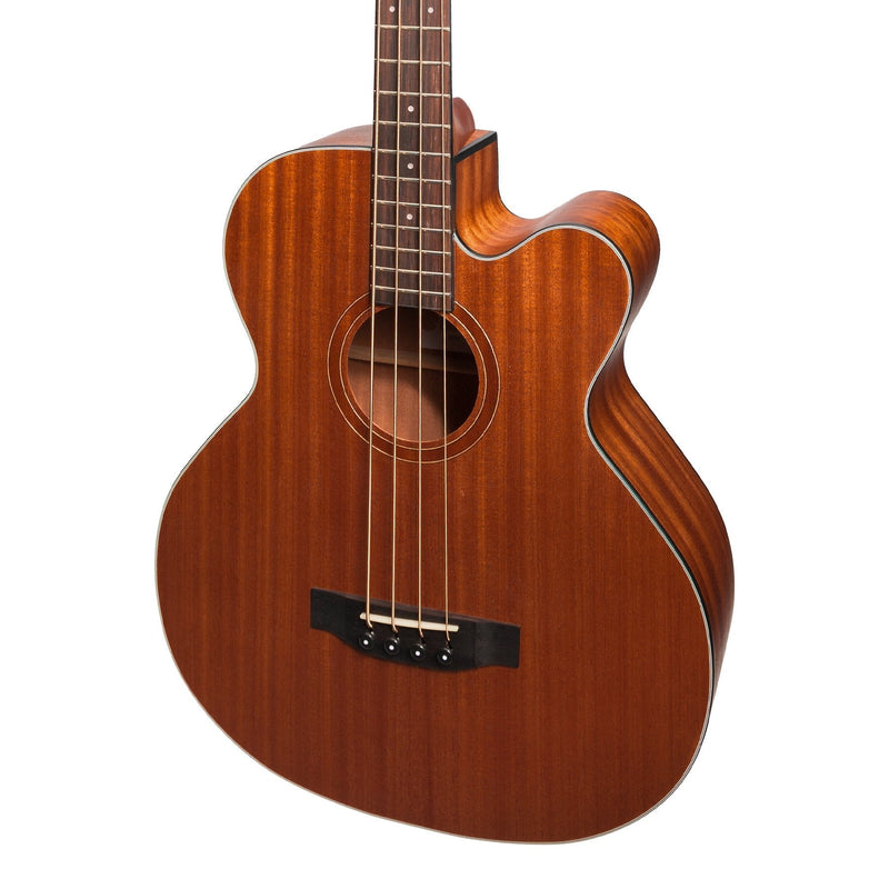 -Martinez 'Natural Series' Mahogany Top Acoustic-Electric Cutaway Bass Guitar (Open Pore)-Living Music