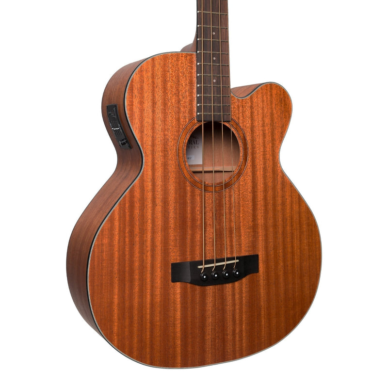 -Martinez 'Natural Series' Mahogany Top Acoustic-Electric Cutaway Bass Guitar (Open Pore)-Living Music