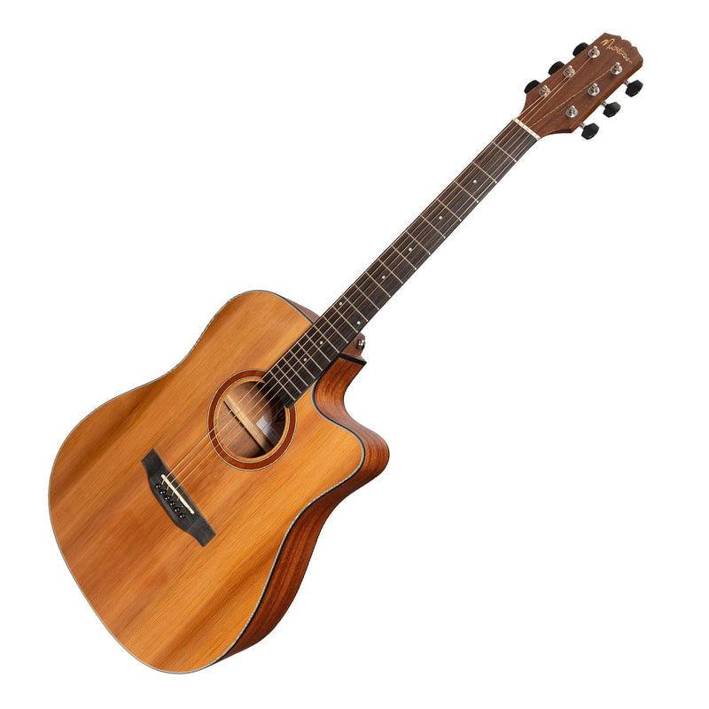 -Martinez 'Natural Series' Solid Cedar Top Acoustic-Electric Dreadnought Cutaway Guitar (Open Pore)-Living Music