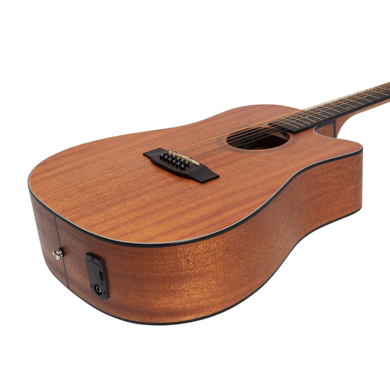 -Martinez 'Natural Series' Solid Mahogany Top 12-String Acoustic-Electric Dreadnought Cutaway Guitar (Open Pore)-Living Music